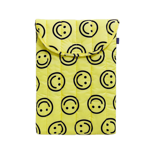 Baggu Puffy 16 inch Laptop Sleeve, Yellow Happy