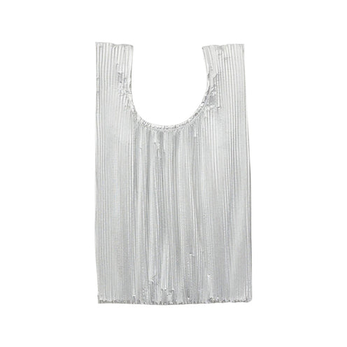 Baggu Pleated Bag, Chrome Metallic