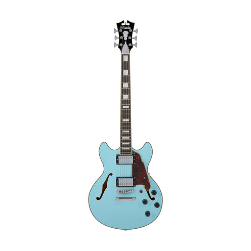 D'Angelico Premier Mini DC Semi-Hollowbody Electric Guitar w/ Stopbar Tailpiece, Sky Blue (B-Stock)