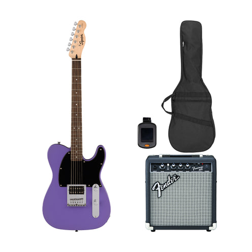 Squier Sonic Esquire H Electric Guitar Bundle w/Black Pickguard, Laurel FB, Ultraviolet