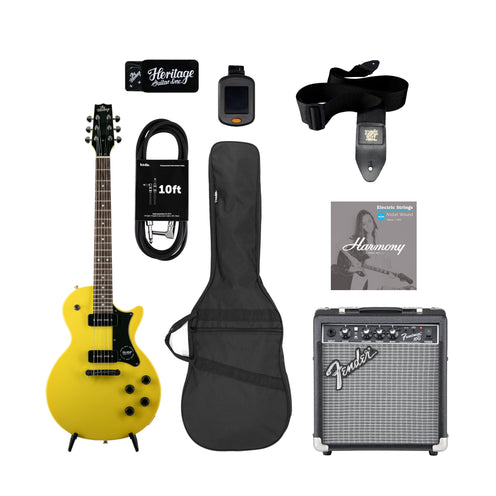 Heritage Ascent Collection H-137 P90 Electric Guitar Bundle II, Marigold Yellow