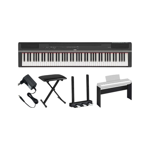 Yamaha P-125A 88-Key Weighted Action Digital Piano, Black, Bundle Set