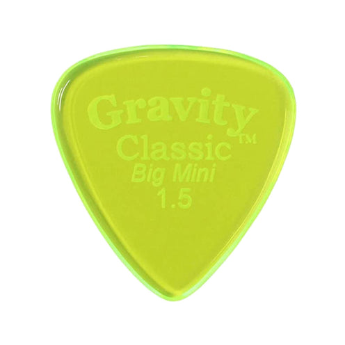 Gravity Classic Big Mini 1.5mm Guitar Pick, Polished Fluorescent Green