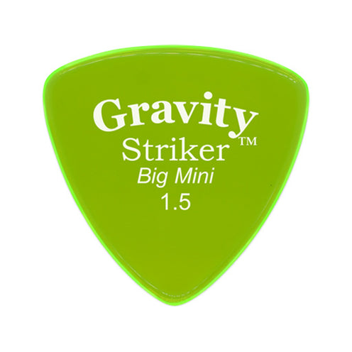 Gravity Striker Big Mini 1.5mm Guitar Pick, Polished Fluorescent Green