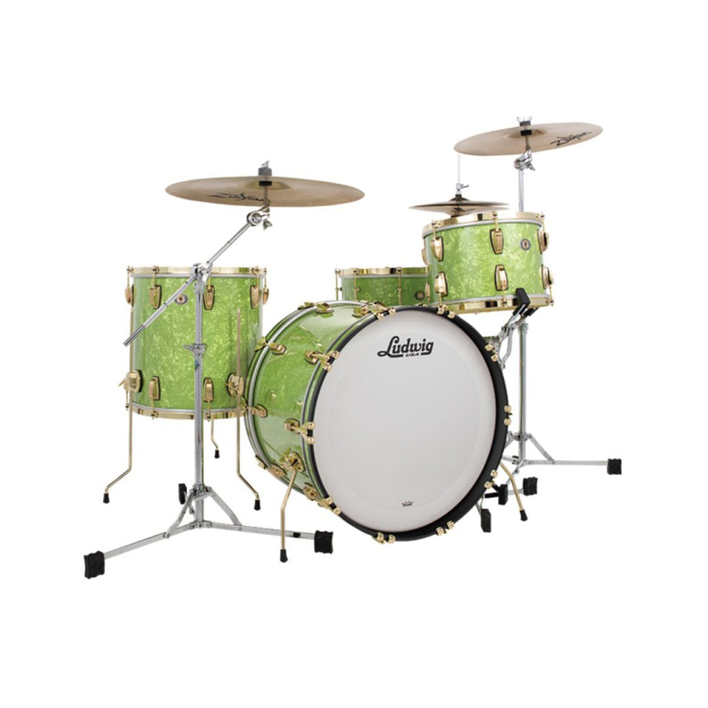 Ludwig L84233LXEPWCB Classic Maple Vintage 3-Piece (22/16/13) Drum Shell Kit, Emerald Pearl