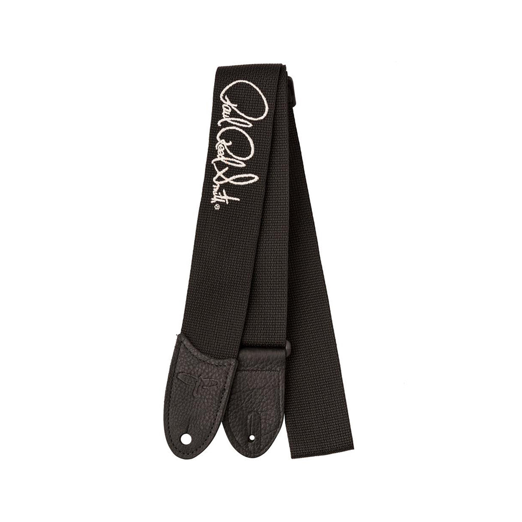 PRS Signature Logo 2inch Poly Guitar Strap, Black w/Silver Logo