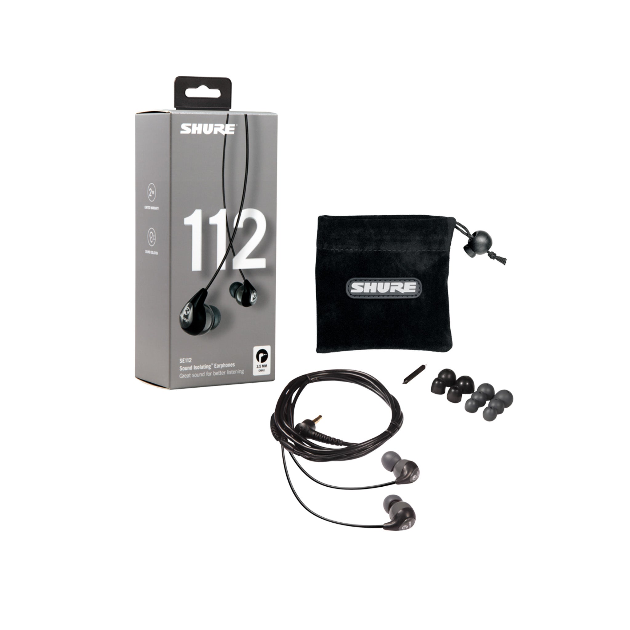 Shure SE112 Sound Isolating Earphones, Gray