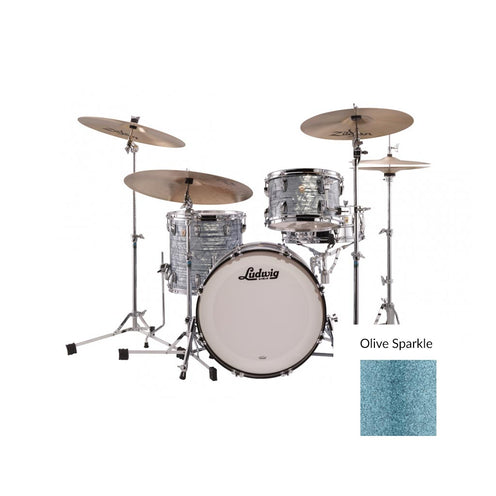 Ludwig L84023AX36 Classic Maple Downbeat Drum Kit (20B /14F /12T), Teal Blue Sparkle (B-Stock)