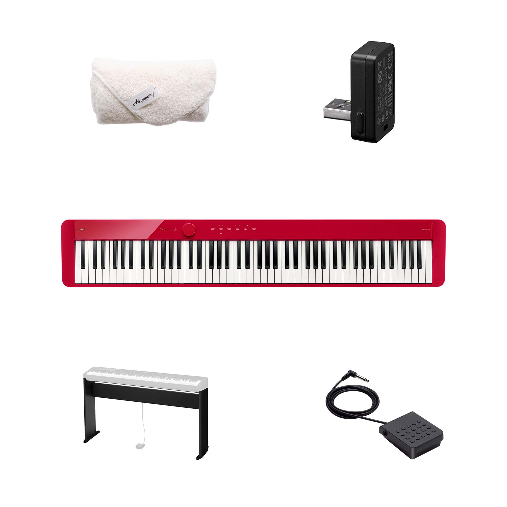 Casio PX-S1100 88-Key Digital Piano, Red Bundle Set
