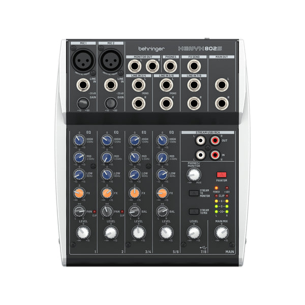 Behringer XENYX 802S Premium Analog 8-Input Mixer with USB