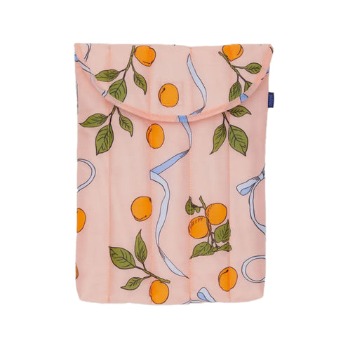 Baggu Puffy 13/14 inch Laptop Sleeve, Apricots & Ribbons