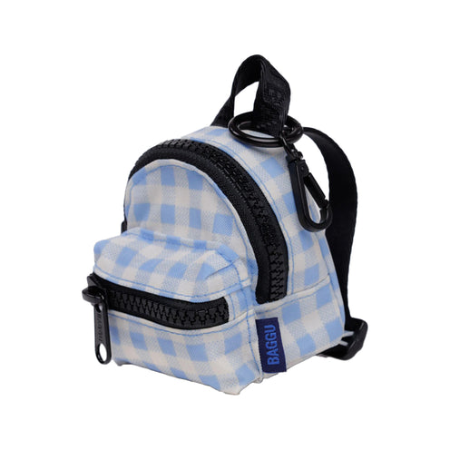 Baggu Backpack Charm, Light Blue Gingham