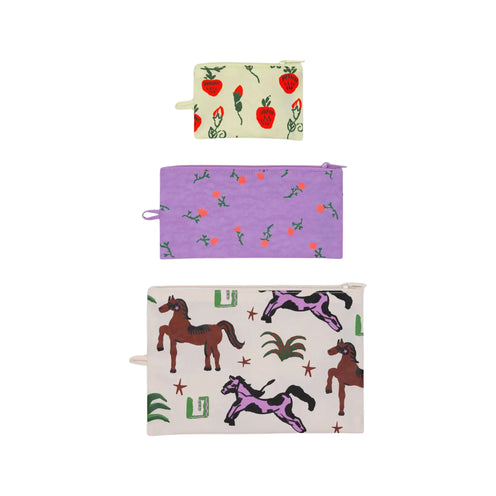 Baggu Flat Pouch Set, Painted Prairie
