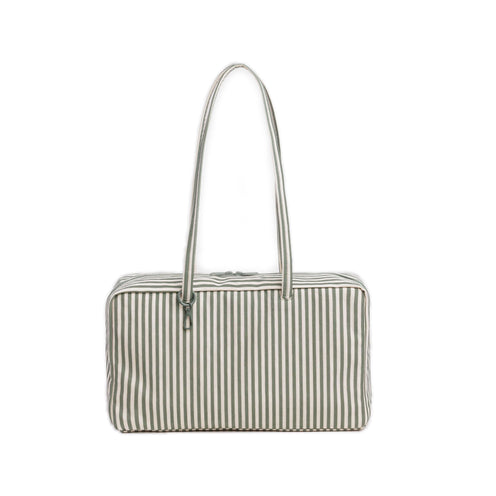 Baggu Medium Nylon Bowler Bag, Sage Stripe