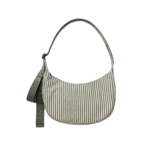 Baggu Medium Nylon Crescent Bag, Sage Stripe