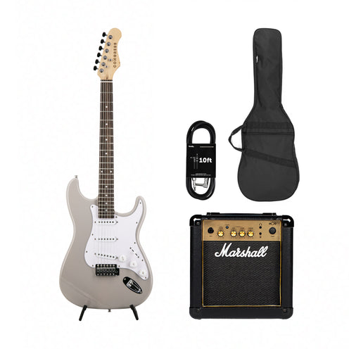 Congress CST150 LR SSS Electric Guitar, Dove Grey w/ Marshall MG10G Bundle