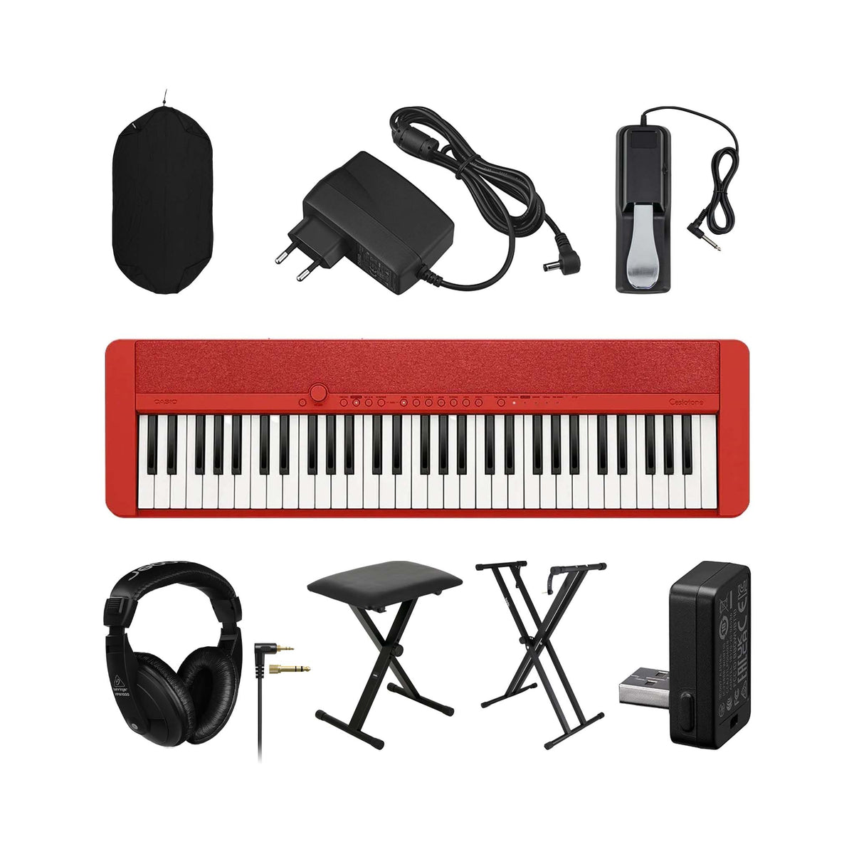 「美品」CASIO CT-S1 RED 61key - pedal Casio Casiotone CT-S1 61-Key Portable Keyboard, Red, Bundle Set