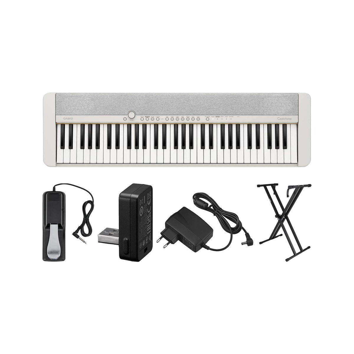 Casio Casiotone CT-S1 61-Key Portable Keyboard, White, Bundle Set