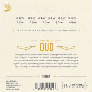 D'Addario EJ95A Silver-Plated Copper 11-String Oud Strings for Arabic Tuning