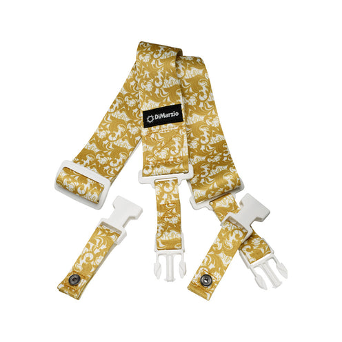 DiMarzio DD2251 Steve Vai UtoPIA ClipLock Guitar Strap, White/Gold