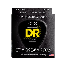 DR Strings BKB-40 Black Beauties Coated Steel 4-String Bass Guitar Strings, Light, 40-100