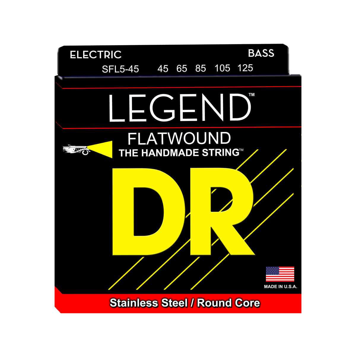 DR Strings FL5-45 Legend Flatwound 5-String Bass Guitar Strings