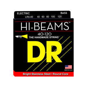 DR Strings LR5-40 Hi-Beam Stainless Steel 5-String Bass Guitar Strings, Light, 40-120