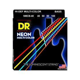 DR Strings NMCB-40 Hi-Def Neon Multi-Color K3 Coated Bass Guitar Strings, Light, 40-100