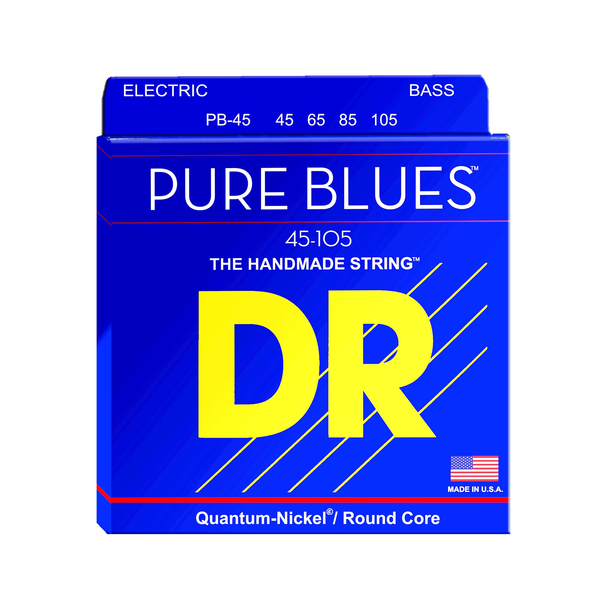 DR Strings PB-45 Pure Blues Quantum-Nickel/Round Core Bass Guitar Strings, Medium, 45-105