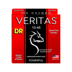 DR Strings VTE-10 Veritas Electric Guitar Strings, Medium, 10-46