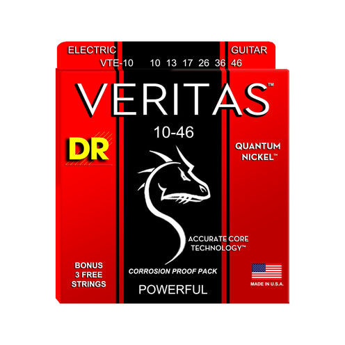 DR Strings VTE-10 Veritas Electric Guitar Strings, Medium, 10-46