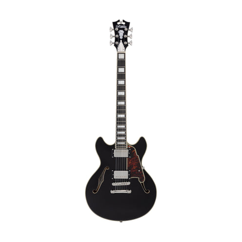 D'Angelico Premier Mini DC Semi-Hollowbody w/Stopbar Tailpiece Electric Guitar, Black Flake