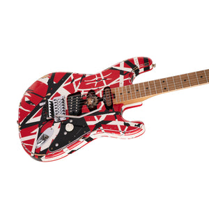 EVH Striped Series Frankie, Maple FB, Red w/ Black & White Stripes