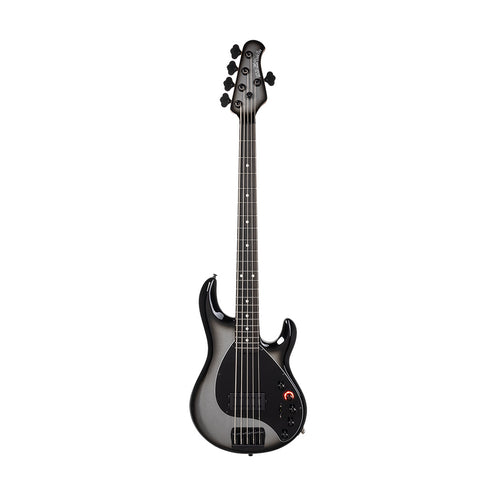 Ernie Ball Music Man DarkRay 5 Bass Guitar, Ebony FB, Silver Burst