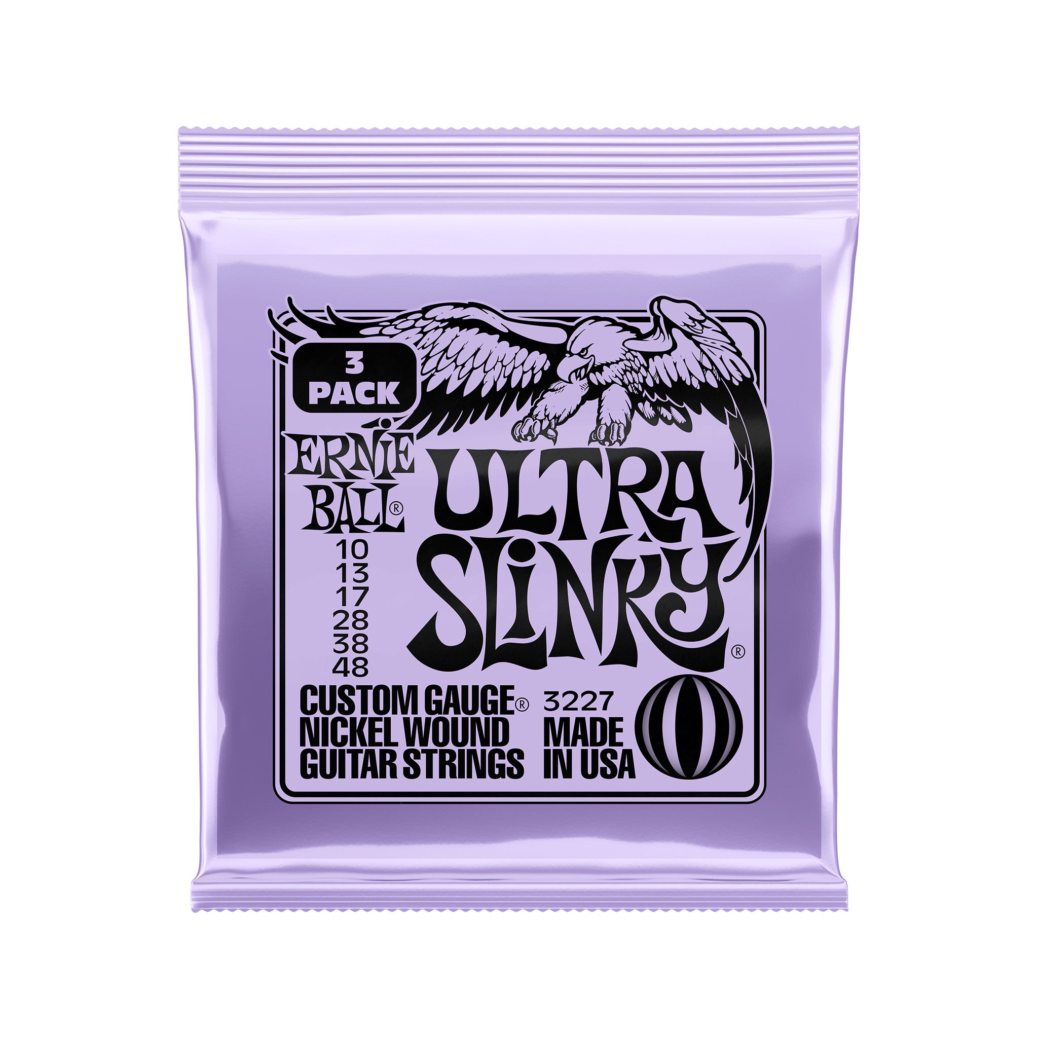 Ernie Ball Ultra Slinky Nickel Wound Electric Guitar Strings, 10-48, 3-Pack