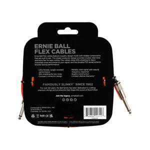Ernie Ball 10ft Flex Straight to Straight Instrument Cable, Orange