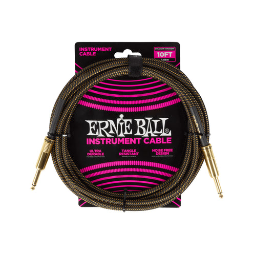 Ernie Ball 10ft Straight / Straight Braided Instrument Cable, Pay Dirt