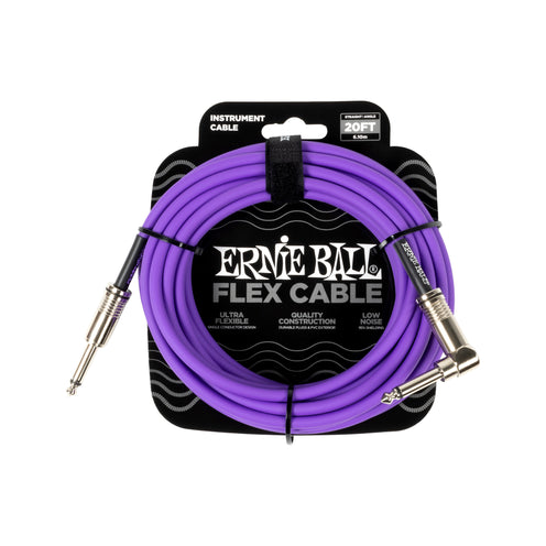 Ernie Ball P06466 20ft Straight/Angle Flex Instrument Cable, Purple