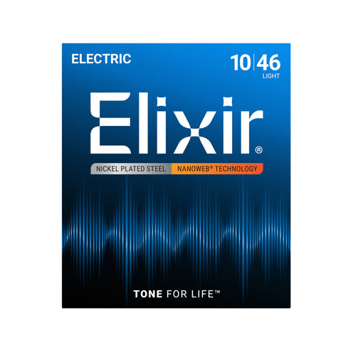 Elixir 12052 Nanoweb Electric Guitar Strings, Light, 10-46