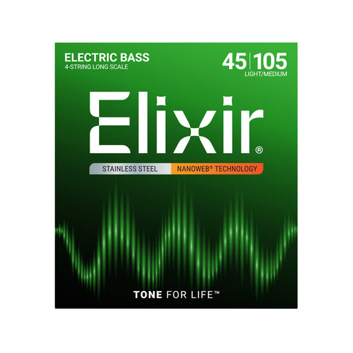 Elixir 14677 Nanoweb Stainless Steel Electric Bass Strings 45-105