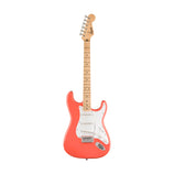 Squier FSR Sonic Stratocaster Electric Guitar w/White Pickguard, Maple FB, Tahitian Coral