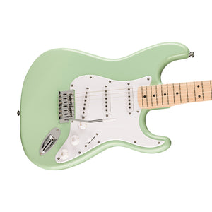 Squier FSR Sonic Stratocaster Electric Guitar w/White Pickguard, Maple FB, Surf Green