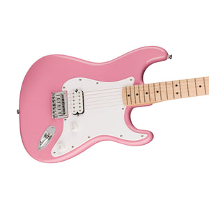 Squier Sonic Stratocaster HT H Electric Guitar w/White Pickguard, Maple FB, Flash Pink
