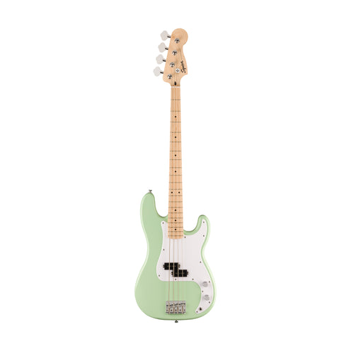 Squier FSR Sonic Precision Bass Guitar w/White Pickguard, Maple FB, Surf Green