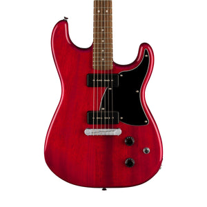 Squier Paranormal Strat-O-Sonic Electric Guitar, Laurel FB, Crimson Red Transparent