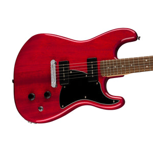 Squier Paranormal Strat-O-Sonic Electric Guitar, Laurel FB, Crimson Red Transparent