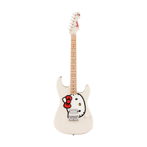 Squier by Fender Limited Edition Hello Kitty Stratocaster Electric Guitar, Maple FB, White