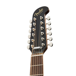 Fender California Series Villager 12-String V3 Semi-Acoustic Guitar w/ Gig Bag, Walnut FB, Black