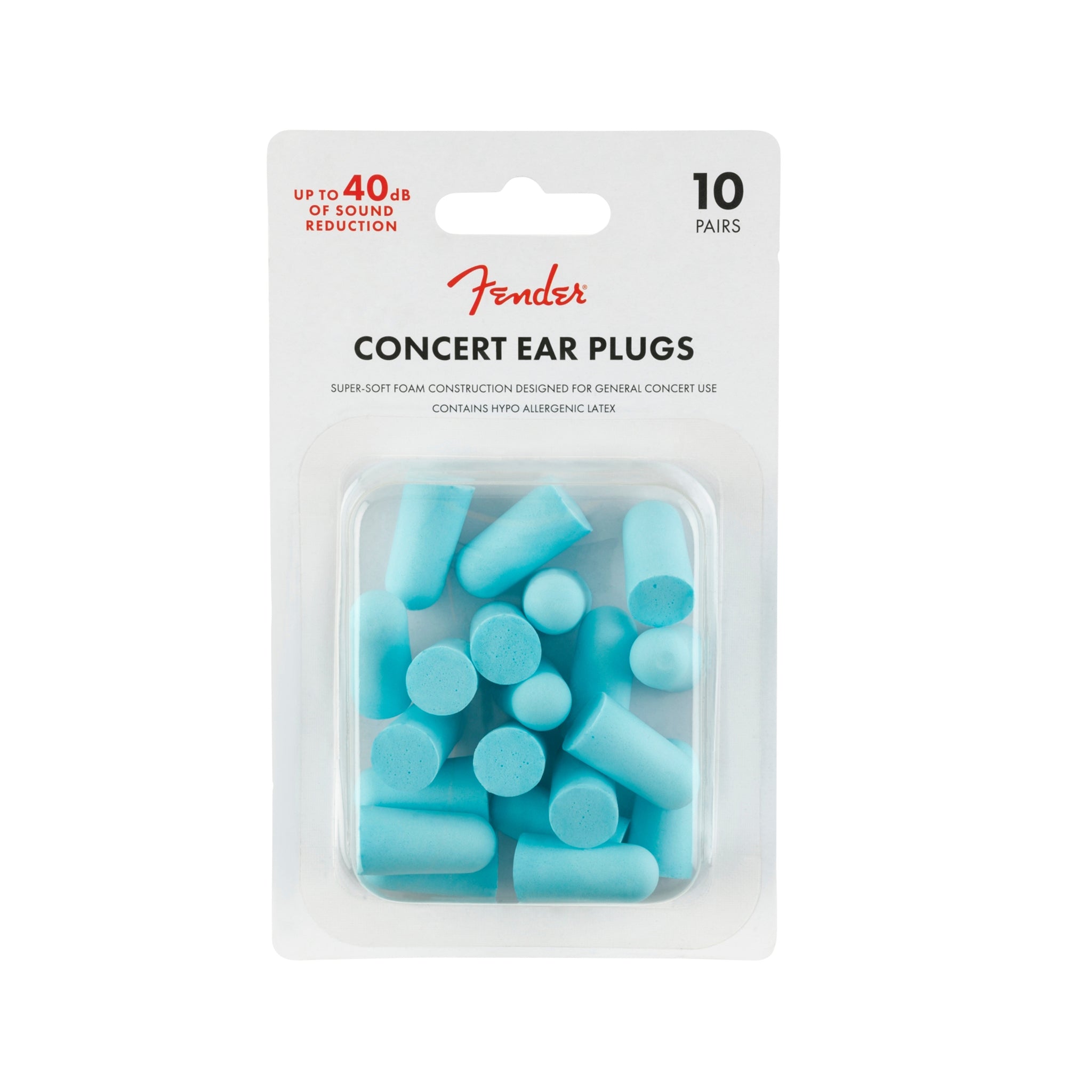 Fender Concert Ear Plugs, Daphne Blue, 10 Pairs