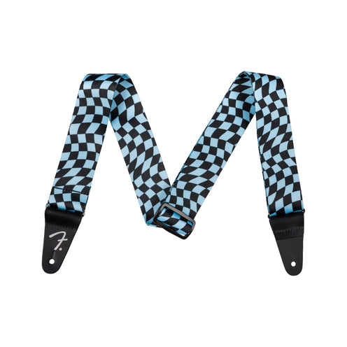 Fender Wavy Checkerboard Polyester Guitar Strap, Blue